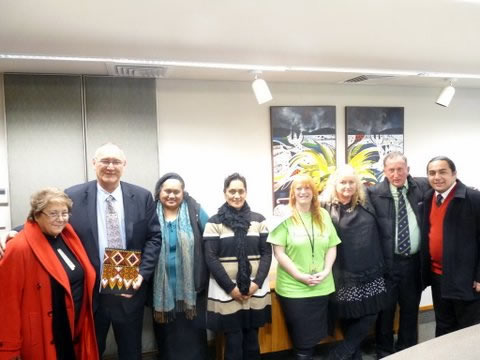 From left,  Auntie Ranui, Tā Mark, Maaki Tuatini, Moana Lousi, Jenny Boyd, Jane Stevens, Uncle Terry and Papi Barrett at Waikato University Kingitanga Day.