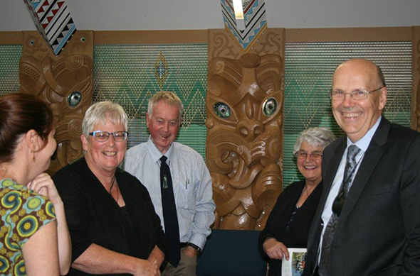 Lisa MacKenzie, Natural Resources Programme Advisor, Office of Te Taumutu Rūnanga, Daphne and Cavan O’Connell (Kaumātua), Aunty Marg Jones (Kaumātua) with David Caygill (ECAN Commissioner).