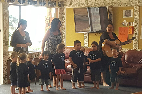 Some of our tamariki and their kaiako performing at the lunch.