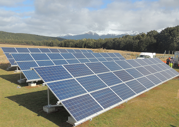 The three array of solar panels installed.