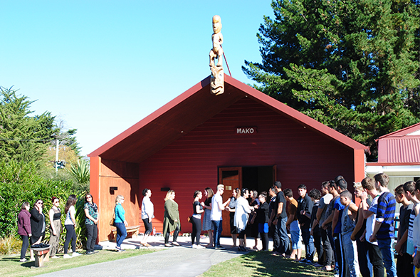 Welcoming the Inuit students from Canada’s Arctic to Wairewa Marae.